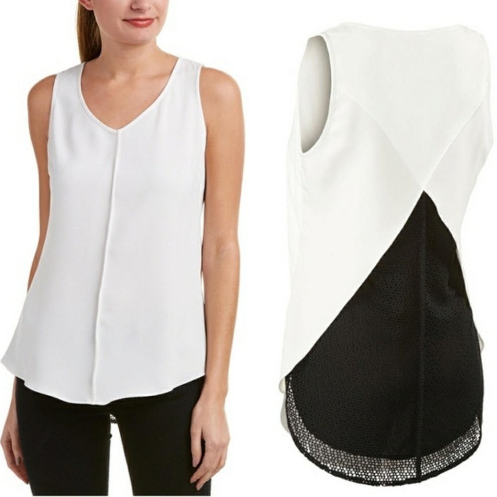 Cabi Domino Split Back Blouse Tank Top Shirt small